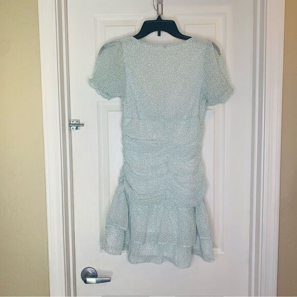 H&M Light Blue Green Floral Draped Dress Size XS - Picture 6 of 9